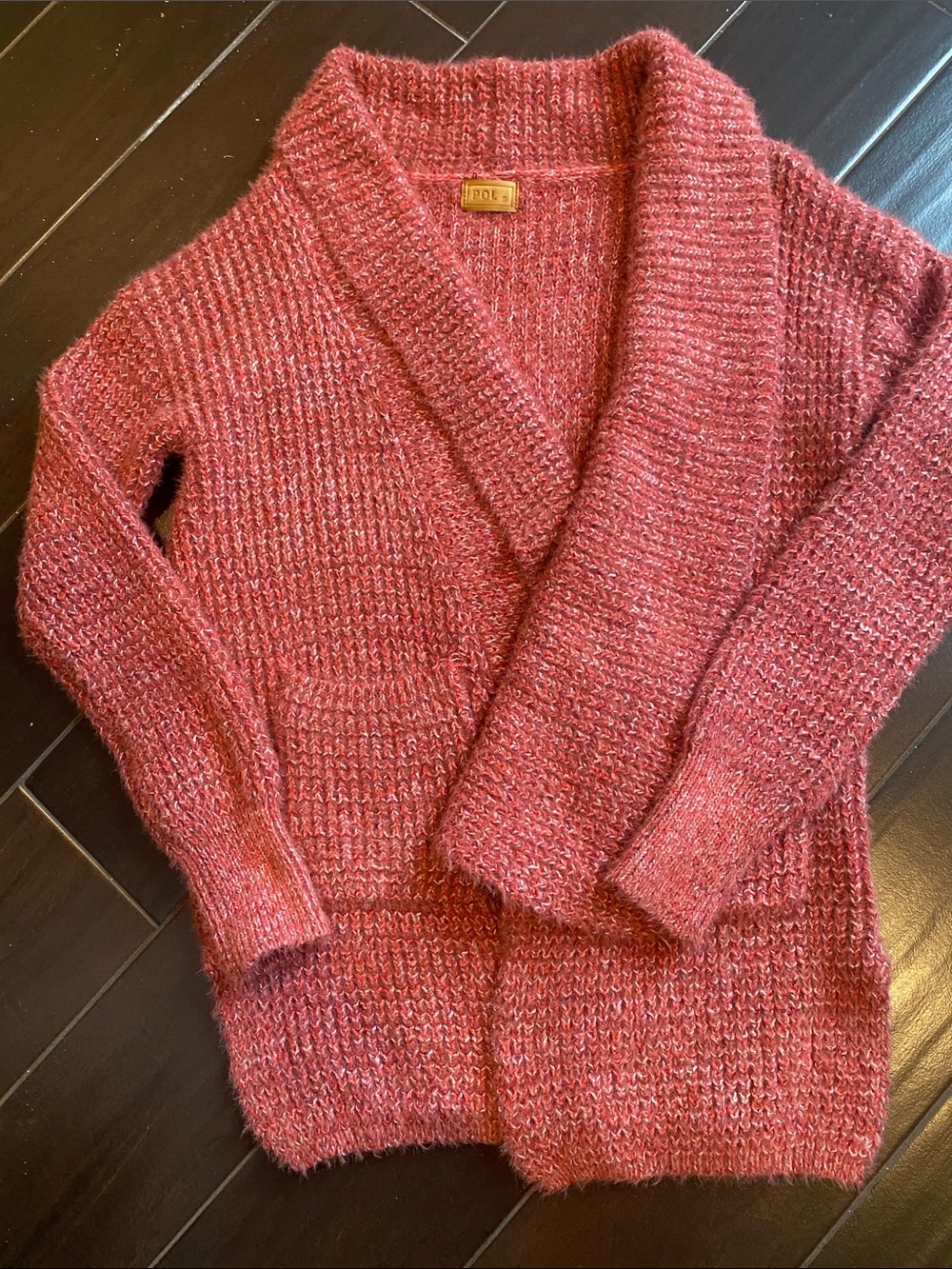 Red Shawl Collar Cozy Cardigan sweater by PO size small